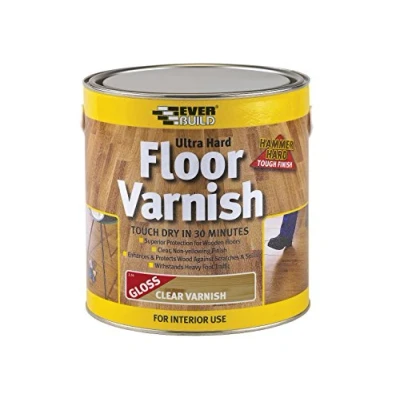 Image of Everbuild Ultra Hard Floor Clear Varnish Gloss Finish Quick Drying Scratch Resistant 2.5 Litre