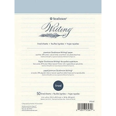 Image of Pro Art Strathmore Writing Pad Lined 8.5 x 11 inch, 50 Sheet 24lb Natural White, Paper, 8.5x11