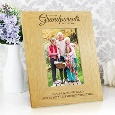 Image of Custom Personalised The Best Grandparents&quot; Portrait Oak Finish Wooden Photo Frame 6x4 6 x 4