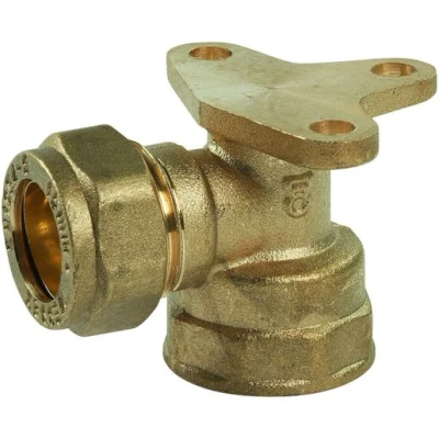 Image of Plumbright Compression Wall Plate Elbow Female 15mm x 1/2&quot; DZR L803WPDR.2