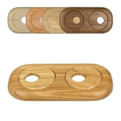 Image of Twin Double Pipe Cover, Solid Wood, for diameters: 15mm 19mm 22mm; Radiator Collars/Heating Rings/Surrounds/Roses, Wood: Maple Beech Oak Nut (15mm, Oak)