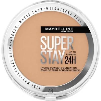 Image of Maybelline Powder Foundation, Long lasting 24H Wear, Medium to Full Coverage, Transfer, Water &amp; Sweat Resistant, SuperStay Hybrid 48