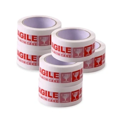 Image of G4GADGET 6 Pack of 66 Meter Clear/Brown/Fragile Box Packing Tape Strong Quality 48mm x 66m (Fragile)