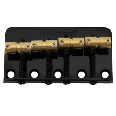 Image of Wilkinson WBBC Vintage 4 String Bass Bridge Brass Saddles for Fender Jazz Precision Bass, Black