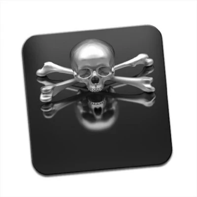 Image of Chrome 3D Skull &amp; Crossbones Single Coaster