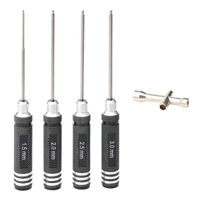 Image of Pxyelec 4pcs Hex Screw Driver RC Hexagon Screwdriver Tools Kit Set with Cross Wrenches Sleeve for Car Boat Quadcopter Helicopter Multirotors Models, Metric 1.5mm 2mm 2.5mm 3.0mm