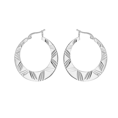 Image of Tuscany Silver Women&#039;s Sterling 35 mm Flat Creole Earrings