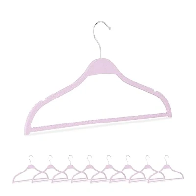 Image of Coat Hangers, 10x Set, Space Saving Storage, Thin Clothes Hanger, Closet Organiser, Wheat Straw, Plastic, Pink Relaxdays