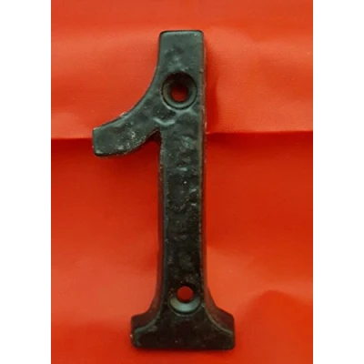Image of 3&quot; HEAVY BLACK ANTIQUE IRON NO:1 HOUSE DOOR NUMBER NUMERALS NUMBERS