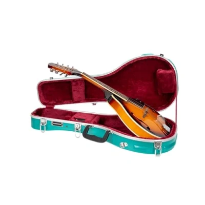 Image of Crossrock A style Mandolin Case ABS Molded Hardshell with Security Lock, Metal Feet, and Detachable Straps Mint Blue (CRA862MAMB)