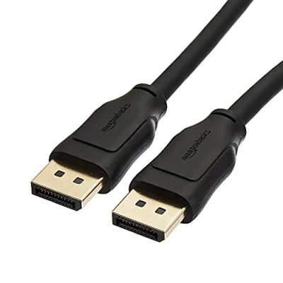 Image of Amazon Basics DisplayPort 1.4 Cable, 32.4Gbps High Speed, 8K@60Hz, 4K@120Hz, Dynamic HDR and 3D, Gold Plated Plugs, 0.9 m, Black