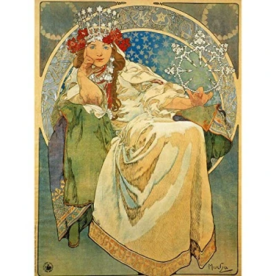 Image of Wee Blue Coo Mucha Princess Hyacinth 1911 Large Wall Art Poster Print Thick Paper 18X24 Inch