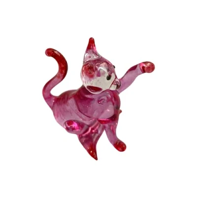 Image of VIE Hand Blown Glass Sculpture, Cat Playing