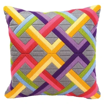 Image of Vervaco Bold Geometric Style Long Stitch Cushion Kit 1, Multi Colour