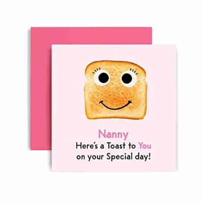 Image of Huxters Birthday Cards for Women Special Toast to Nanny Happy Card with Lovely Pink Envelope Funny (Nanny)