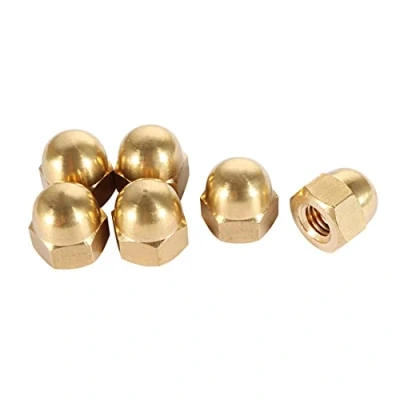Image of Sourcingmap Acorn Hex Cap Nuts 6Pcs M8 Dome Brass Hexagon Decorative Nut for Screws Bolts Tone