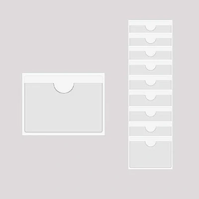 Image of Baikeen Self Adhesive Clear Pockets,Clear Card Label Pocket Holders Photo Pockets Sleeves for Index Cards,Planners,Cabinets,Shelves 10Pieces (160x110mm)
