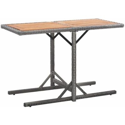Image of vidaXL Garden Table Anthracite Poly Rattan and Solid Acacia Wood
