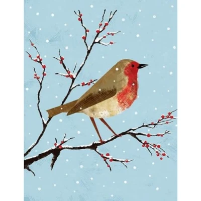 Image of Piccadilly Greetings Traditional Christmas Card, Open Art Robin 8 x 6 inches