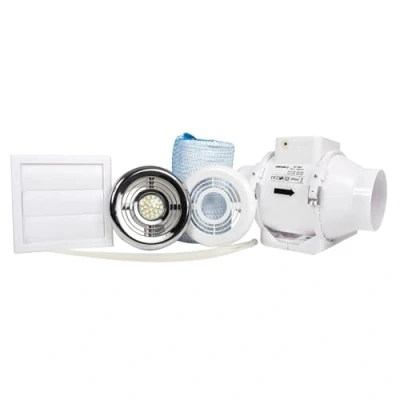 Image of Airflow 9041408 Aventa 100mm In Line Timer and Light Shower Kit (SHWTLTKT),White