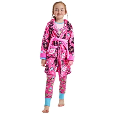 Image of Kids Essentials Girls LOL Surprise Dressing Gown Bathrobe Robe Nightwear (LOL Surprise, 5 6 Years)