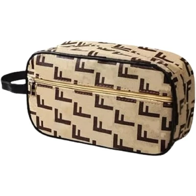 Image of Qualiware Travel Toiletry Wash Bag for Men and Women Traveling Dopp Kit Shaving Toiletries Accessories Makeup Cosmetic Organizer (Tan)