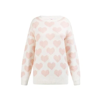 Image of LIBBI Women&#039;s Knitted Jumper, Wool White Pink, XS/S