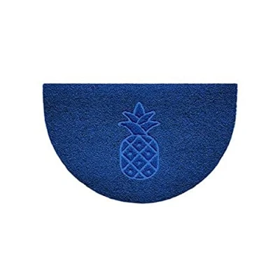 Image of Nicoman Embossed Halfmoon Half Circle Door Mat Dirt Trapper Jet Washable Doormat 70x44cm (Blue, PINEAPPLE Shape) Use on Carpet ONLY