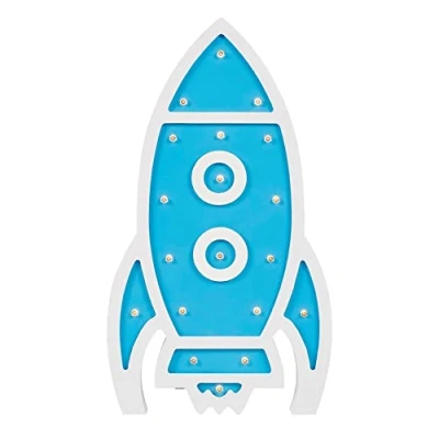 Image of LITECRAFT Glow Rocket Table Lamp LED Children&#039;s Lighting Blue, White
