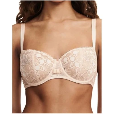 Image of Chantelle Women&#039;s Day to Night Lace Unlined Demi Bra Half Cup, 7 inches, Nude Rouge, 36B
