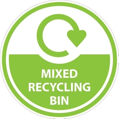 Image of Mixed recycling bin, sign Self adhesive sticker (50mm x 50mm)