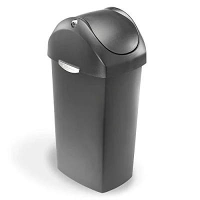 Image of simplehuman CW1335 60L Swing Lid Kitchen Bin, Balanced Lid, Easy to Clean, Heavy Duty Hinge, Side Handles, Large Capacity Suitable for Office Business Commercial, Grey Plastic