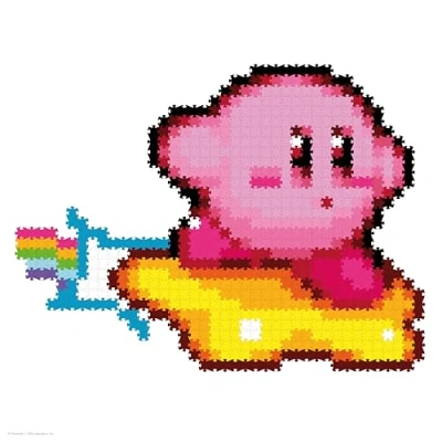 Image of TOMY Jixelz Remix Kirby Figure 700+ Piece Pixel Art Craft Kit, Glue Free, Iron Water Free Jigsaw Mosaic Assembly for Ages 6+