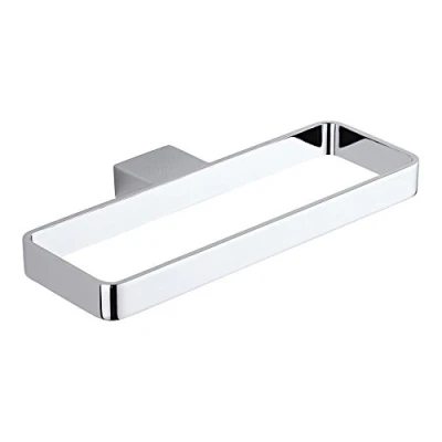 Image of Milano Arvo Modern Wall Mounted Angular Square Bathroom Towel Ring Holder Chrome