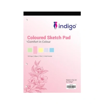 Image of indigo® Dyslexia Pad A4 Coloured Plain Sketch 100 Pages Tinted Refill (1, Pink)