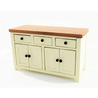 Image of Melody Jane Dolls House Cream &amp; Walnut Sideboard Modern Kitchen Dining Room Furniture
