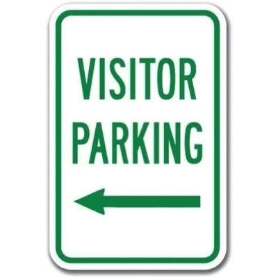 Image of Great New Signs Aluminum Metal Visitor Parking with Left Arrow sign Heavy Gauge tin 8x12 inches