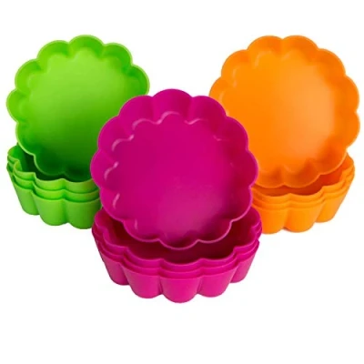 Image of webake Tart Tins Mini Quiche Dishes Silicone Mould 12 Pcs 3 Inch Non Stick Round Fluted Flan Pan Pie Tin Cake Baking Tray Multi Colour 8 x 2.2 cm