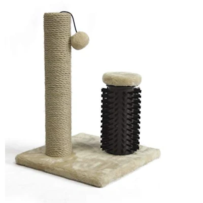 Image of Amazon Basics Cat Scratching Post with Brush, 30.9 x 42 cm for Kitten, Beige