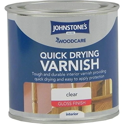 Image of Johnstones Woodcare Quick Drying Interior Varnish Gloss Clear 250ml