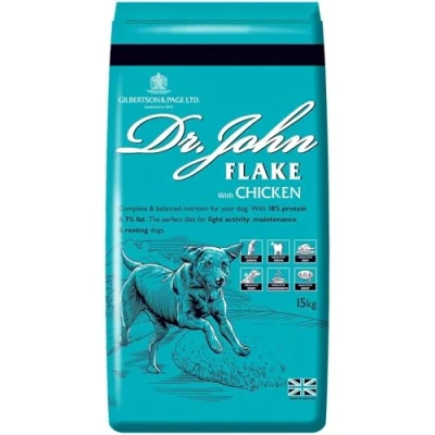 Image of Dr John Chunky Flake Chicken Dry Dog Food 15kg Wholegrain Biscuits Complete Nutrition for Light Activity, Maintenance and Resting Dogs Adult Senior