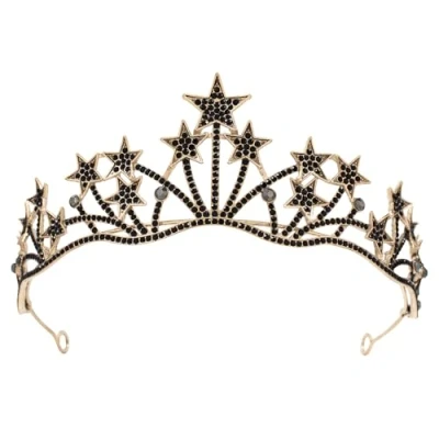 Image of Star Headband Crown, Vofler Black Tiara Headpiece Crystal Rhinestone Hair Jewelry for Women Ladies Girls Bride Princess Birthday Wedding Pageant Prom Homecoming Halloween Costume Party