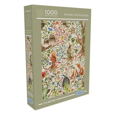 Image of The Art File: Woodland Wildlife 1000 Piece Jigsaw Puzzle Beautiful Forest Animals Sustainable for Adults Premium 100% Recycled Board Great Gift Gibsons Games B Corp