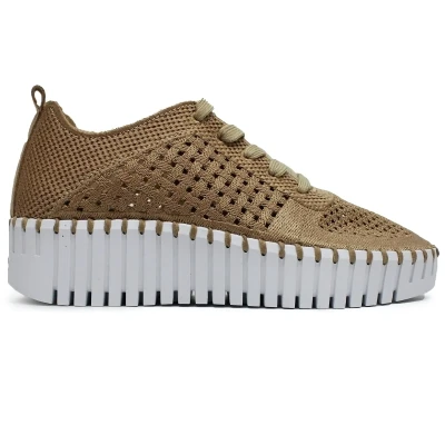 Image of Ilse Jacobsen Tulip 4271 Synthetic Textile Women&#039;s Latte White Lace Up Shoes