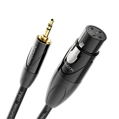 Image of deleyCON 2m (6.56 ft.) XLR to 3.5mm (0.14&quot;) Audio Adapter Cable Microphone Studio Quality Made of Pure OFC Copper (AWG24) 1x Female 3 Pole TRS Jack Stereo Male