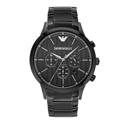Image of Emporio Armani Watch for Men, Quartz Chronograph Movement, 43 mm Black Stainless Steel Case with a Strap, AR2485