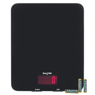Image of Salter 1160 BKDR Electronic Kitchen Scale Digital Baking Scale, 10kg Capacity, Food Weighing Easy Clean Glass Platform, Add &amp; Weigh Tare Function, Measure Liquids, Read LCD Display