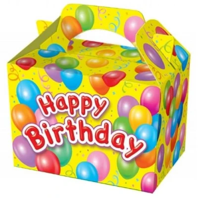 Image of MustBeBonkers Happy Birthday Food Boxes Picnic Carry Meal Box Party Bag Plate (15 Boxes, Yellow Box)