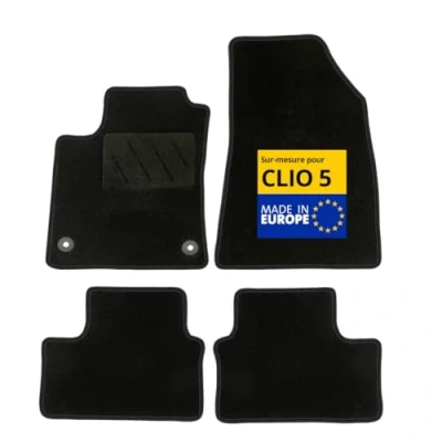 Image of DBS Car Floor Mats Tailored for Clio 5 With Fixing Clips Non Slip Galaxy Carpet Pack of 4