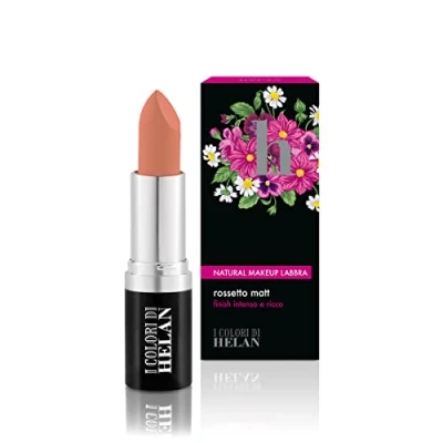 Image of Helan I Colori Matte Lipstick for Your Makeup with Softening and Elasticising Properties Long Lasting Nude Lipstick, Creamy Smooth Texture, Gifts Women Made in Italy, Apricot, 3.5 ml